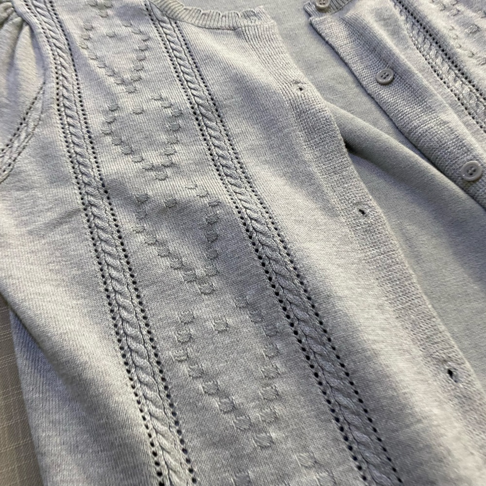 Kancy Kole women’s short sleeve sweater in light grey. Women’s size L - Picture 4 of 16
